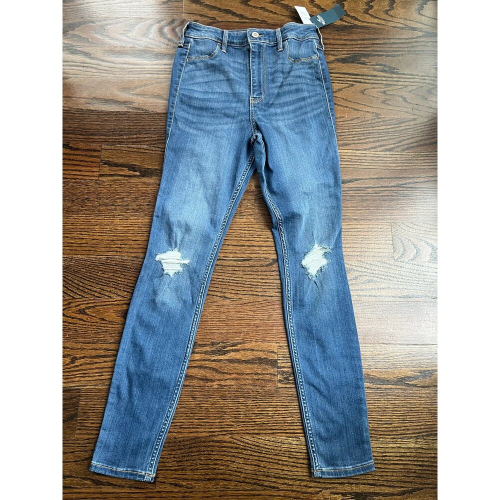 Hollister women's ultra high-rise skinny blue denim jeans Sz. W27 L28 NWT